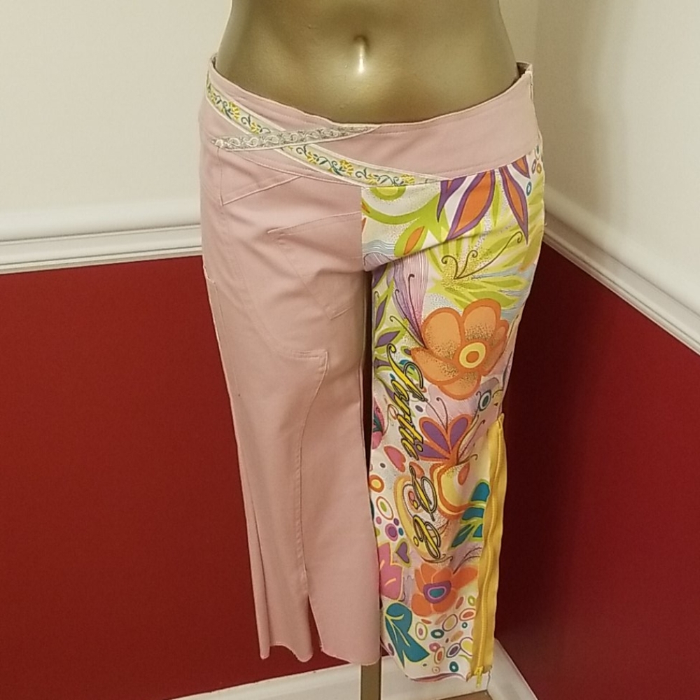 Women's Pink Patchwork Floral Skirt-Jumpsuit